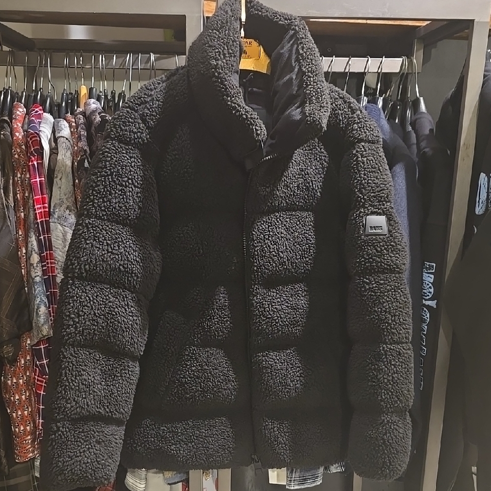 RAINS Black Sherpa Jacket